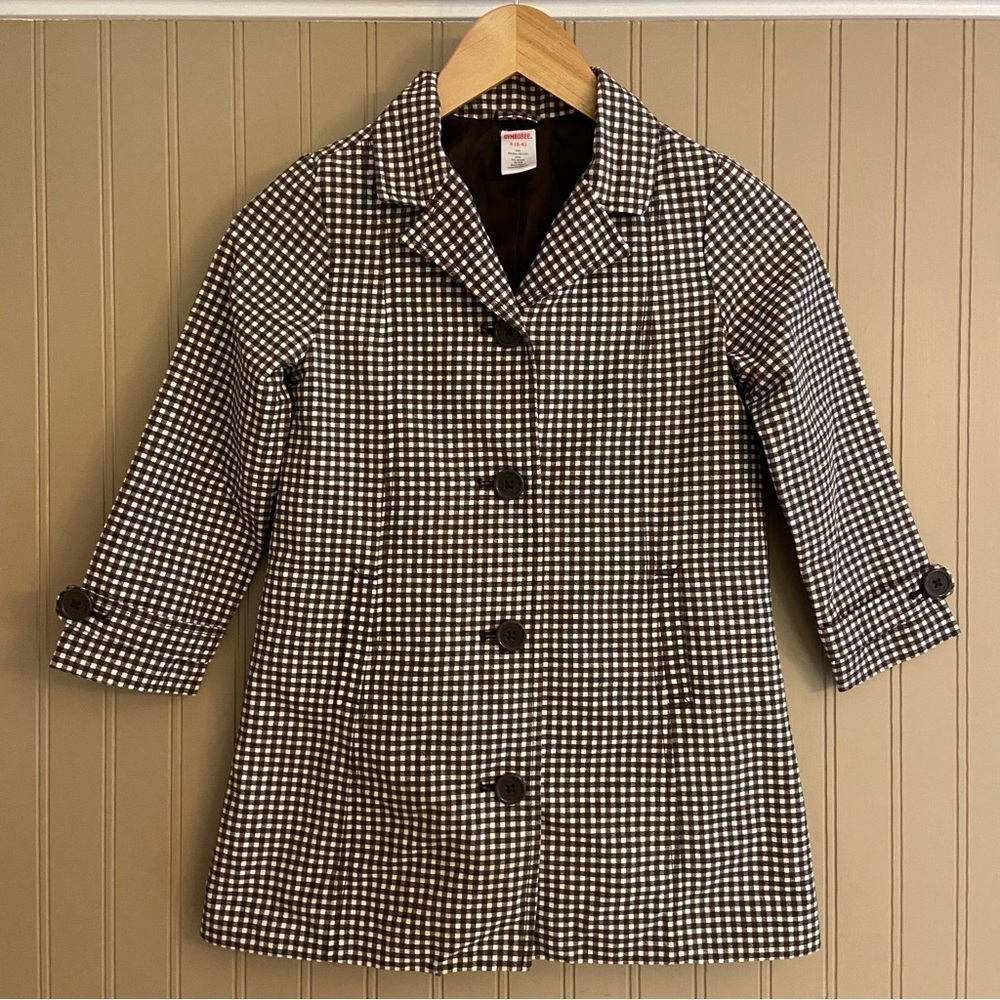 Gymboree Brown & White Checkered Jacket Child Size 5-6 Dress Coat